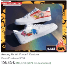 among us air force 1 custom is being sold for 198,43 euros