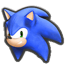 a close up of a sonic the hedgehog 's face on a white background .