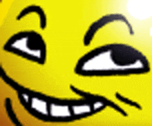 a close up of a smiley face with a wink on its face