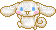 a pixel art drawing of a white bunny with blue eyes .