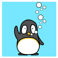 a penguin with bubbles coming out of it 's mouth