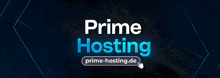 a blue background with the words prime hosting in white