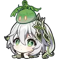 a girl with a green plant on her head