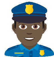 a cartoon illustration of a police officer wearing a blue uniform and hat