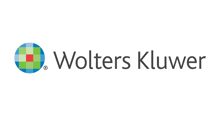 a logo for wolters kluwer with a blue circle