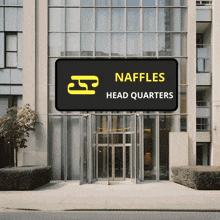 a building with a sign that says naffles headquarters