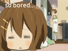 a picture of a girl with the words so bored