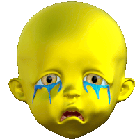 a yellow face with blue tears coming out of it