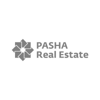 a logo for pasha real estate with a star on it