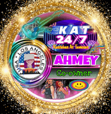 a colorful circle with kat 24 7 and ammey on it