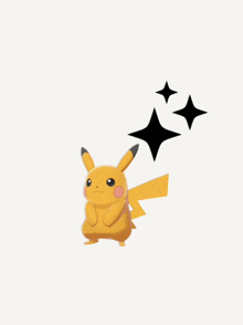 a yellow pikachu is surrounded by black stars