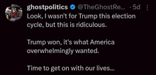 a screenshot of a twitter post by ghostpolitics