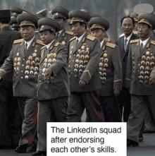 the linkedin squad after endorsing each other 's skills walking