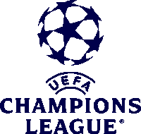 a logo for the uefa champions league with a soccer ball and stars