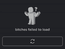 a screen that says " bitches failed to load " with a robot