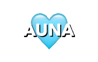 a blue heart with the word auna written on it