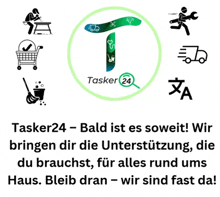 a logo for tasker 24 shows a man working on a table