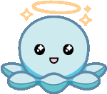 a cartoon octopus with a halo on its head and a smiling face .