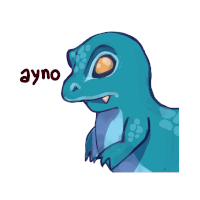 a cartoon drawing of a lizard with the word ayno above it