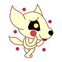 a cartoon drawing of a dog with a yellow eye