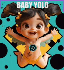 a cartoon baby with the words baby yolo above it