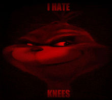 a picture of a cartoon character with the words i hate knees above it