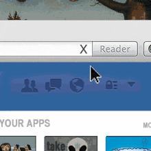 a computer screen shows a search bar with the word reader