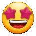 a yellow smiley face with pink stars in its eyes and a smile .