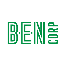 a green logo for bene corp on a white background