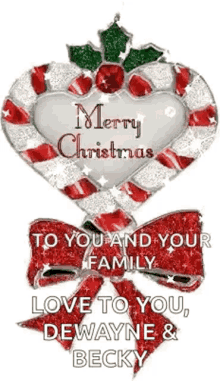 merry christmas to you and your family , love to you , dewayne & becky .