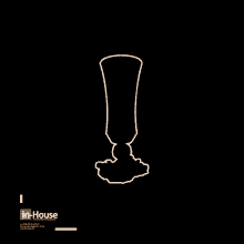 a drawing of a glass vase with the words in house on the bottom