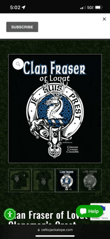 a phone screen shows a picture of a clan frasier crest