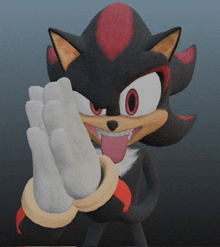 a shadow the hedgehog with his tongue hanging out