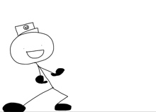 a stick figure is wearing a hat and smiling