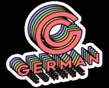 a sticker that says german with a rainbow colored letter g