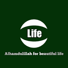 a green background with a white circle with the word life on it