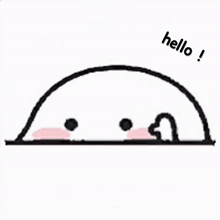 a black and white drawing of a cartoon character with the words `` hello '' written on it .