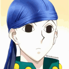 a drawing of a person wearing a blue headband