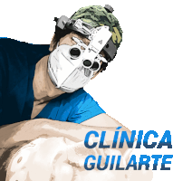 a drawing of a doctor with the name clinica guilarte on it