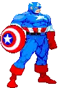 a pixel art of captain america giving a thumbs up .