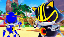 a screenshot of a video game shows sonic and metal sonic standing next to each other