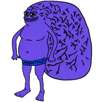 a cartoon drawing of a purple monster wearing smarty pants