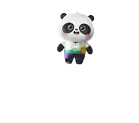 a panda mascot is standing next to a banner that reads congratulations