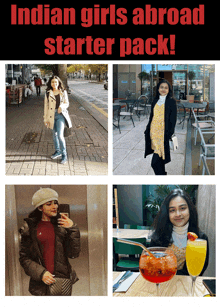 a poster that says indian girls abroad starter pack on the top