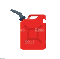 a red gas can with a black nozzle on a white background