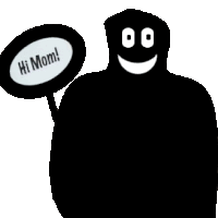 a silhouette of a person holding a sign that says hi mom .