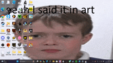 a computer screen with a picture of a boy and the words death said it in art