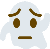 a cartoon ghost with a sad face on it 's face