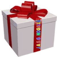 a white gift box with a red ribbon and the words a.s.g. noallas