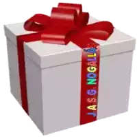 a white gift box with a red ribbon and the words a.s.g. noallas